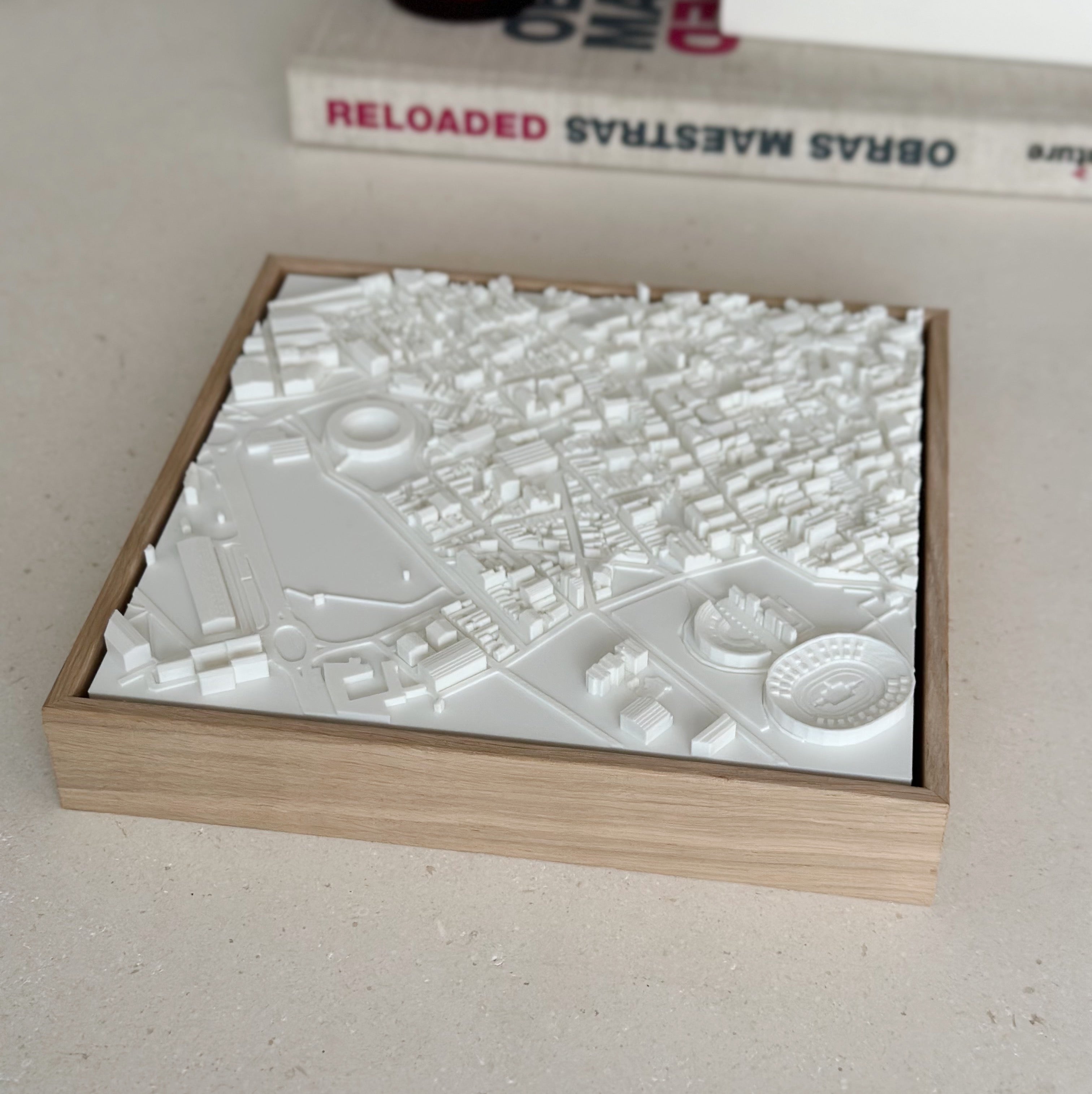 3D city map wall art in a wooden frame, modern home decor for travelers