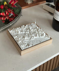3D city map art in a wooden frame on a table, modern urban wall decor