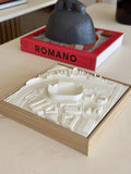 3D city map wall art in wood frame on table, modern decor, architectural model