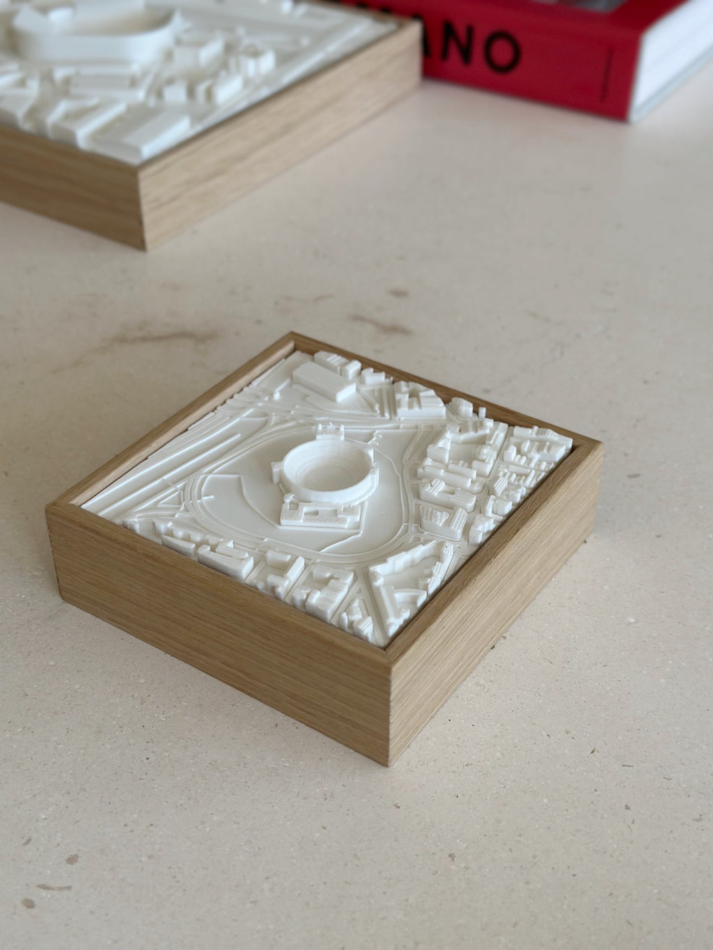 3D city map wall art in wooden frame, minimalist cityscape home decor