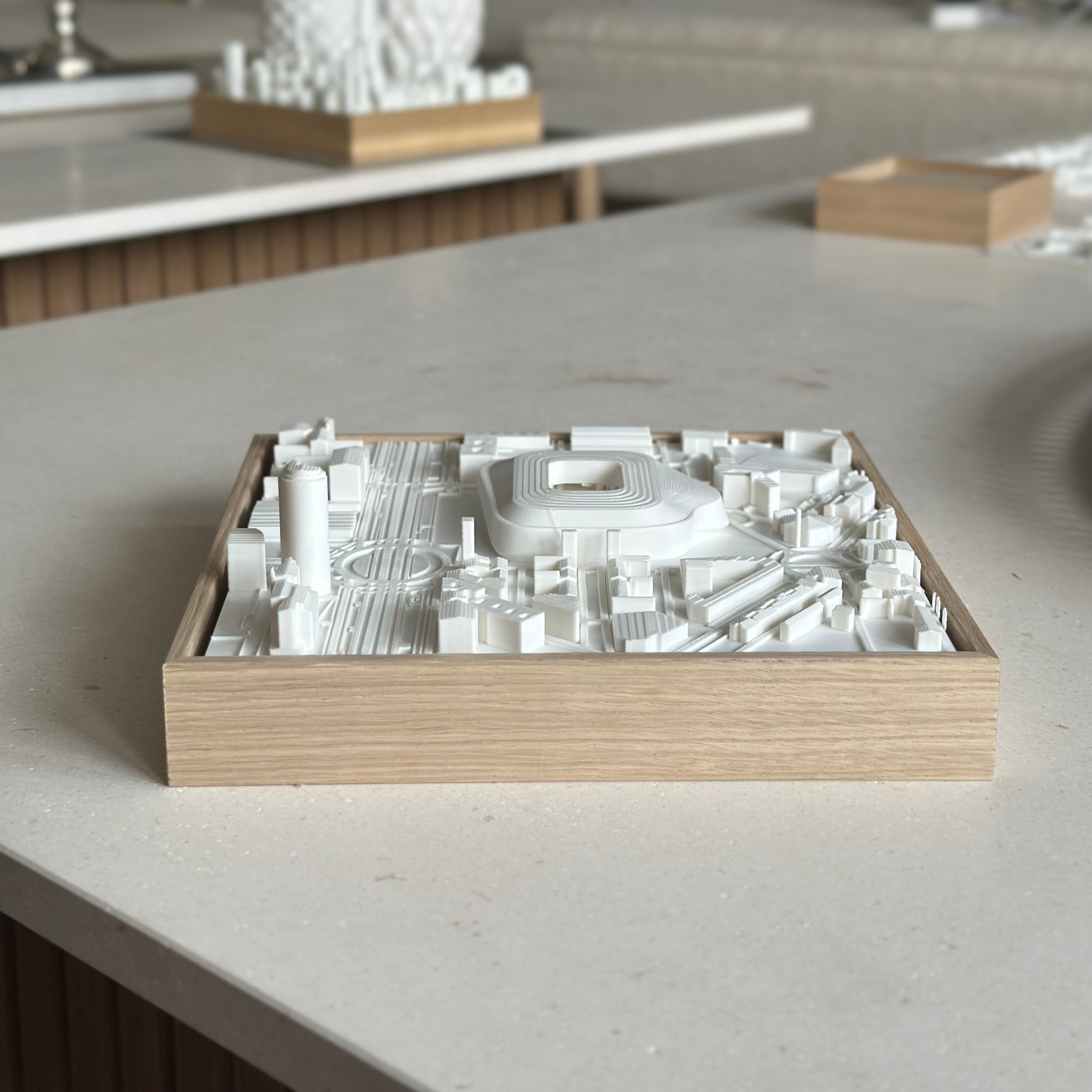 Mapa 3D de Madrid Bernabeu en relieve para decoración de pared - Cuadro tridimensional WalledMaps