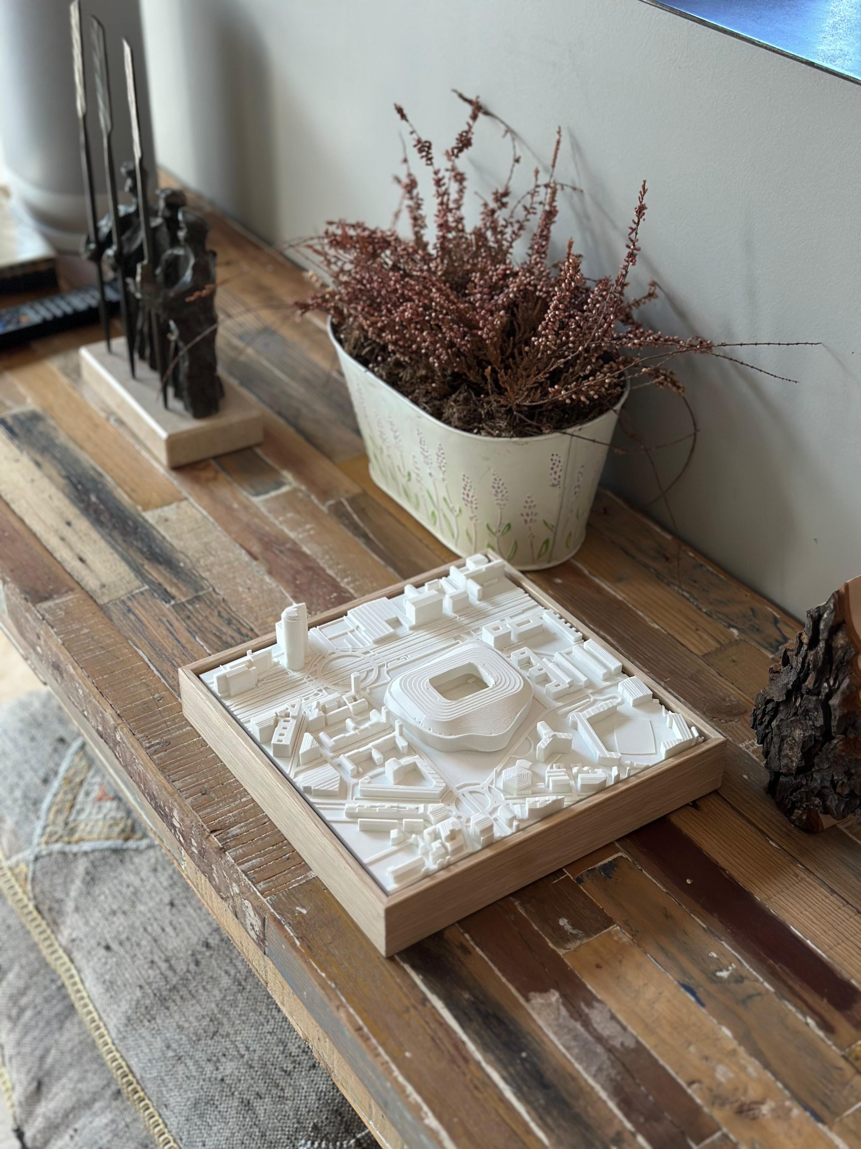 Mapa 3D de Madrid Bernabeu en relieve para decoración de pared - Cuadro tridimensional WalledMaps