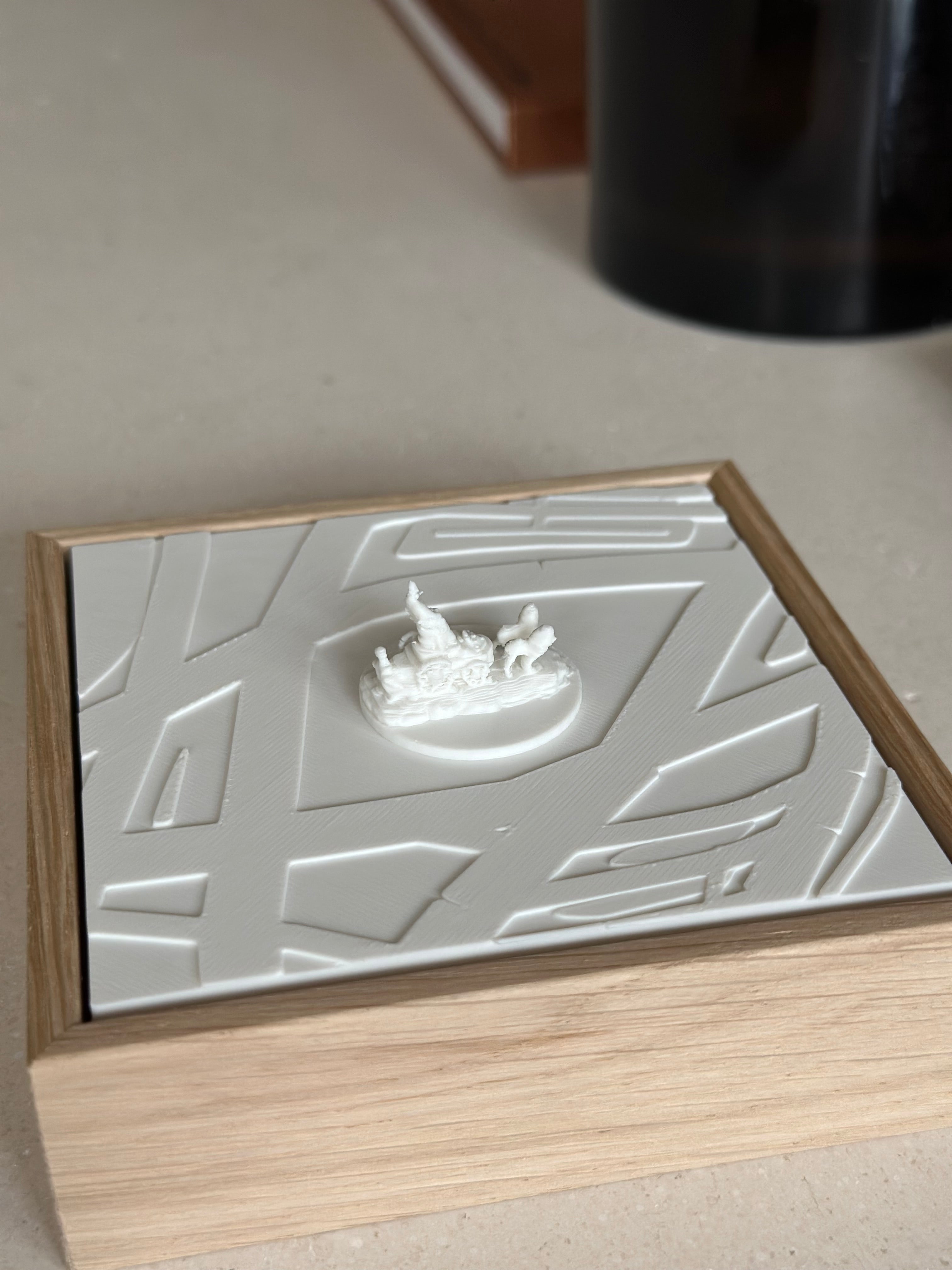 3D city map artwork in wooden frame with detailed landmark, modern home decor piece