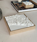 3D city map wall art in wooden frame, modern cityscape decor on tabletop