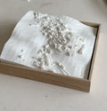 3D city map wall art in a wooden frame, white topographic urban model decor
