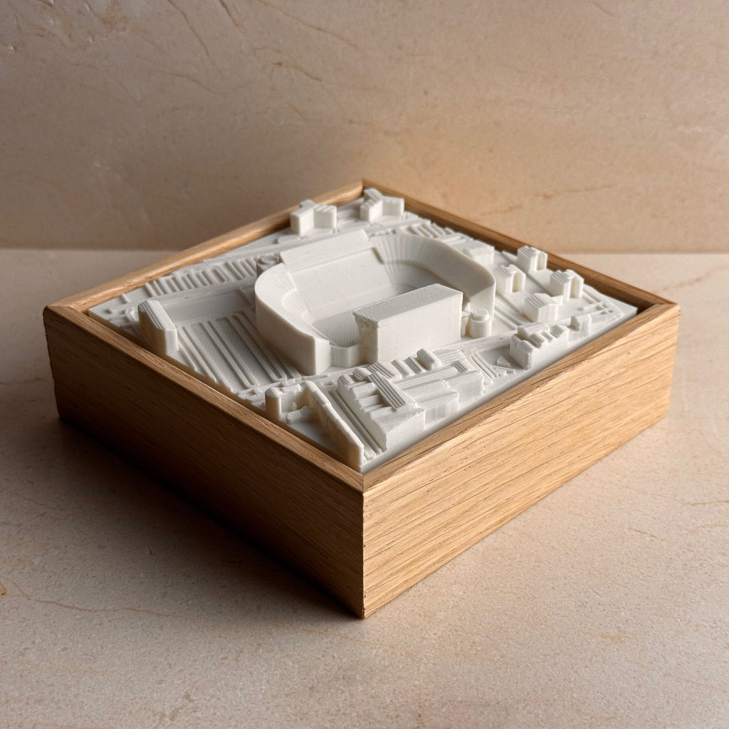 3D city map wall art with white buildings in a wooden frame, decorative home decor