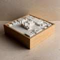 3D city map decor of Mexico in a wood frame, minimalist tabletop sculpture