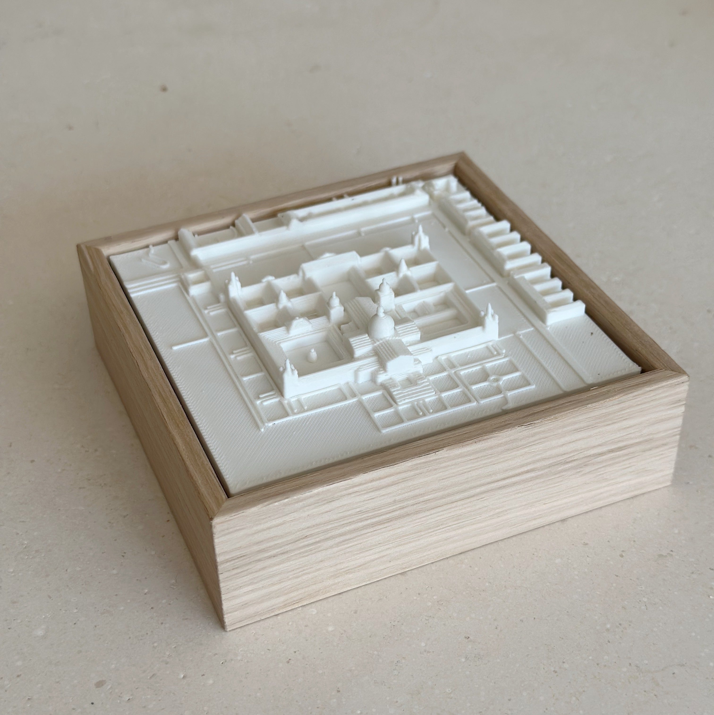 Mapa 3D de El Escorial, formato Mini, enmarcado en roble macizo